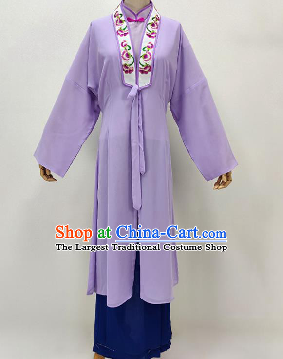 Chinese Traditional Peking Opera Lilac Dress Shaoxing Opera Young Woman Garment Beijing Opera Hua Tan Clothing