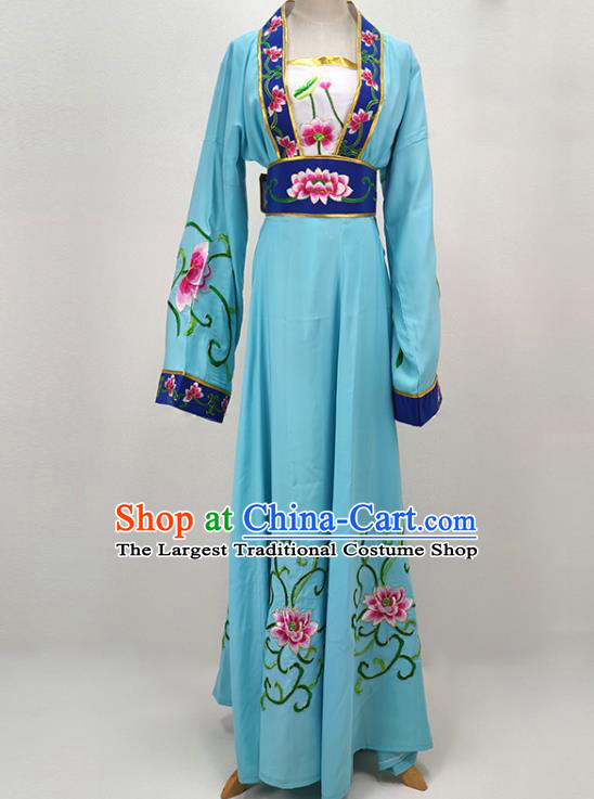 Chinese Traditional Peking Opera Actress Blue Dress Shaoxing Opera Fairy Garment Beijing Opera Hua Tan Clothing