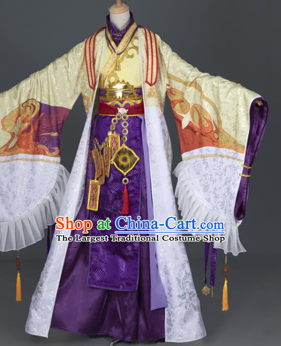 Chinese Ancient Knight King Hanfu Clothing Traditional Cosplay Han Dynasty Swordsman Chu Liuxiang Garment Costumes