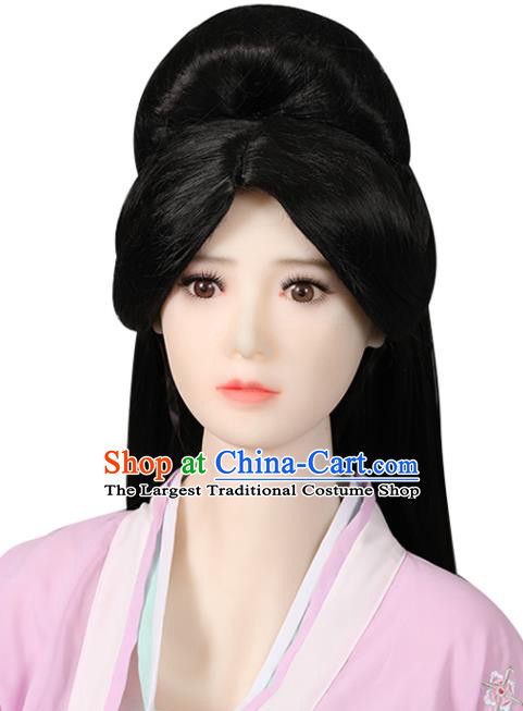 China Han Dynasty Palace Lady Chignon Hairpieces Traditional Hanfu Hair Accessories Ancient Princess Wigs