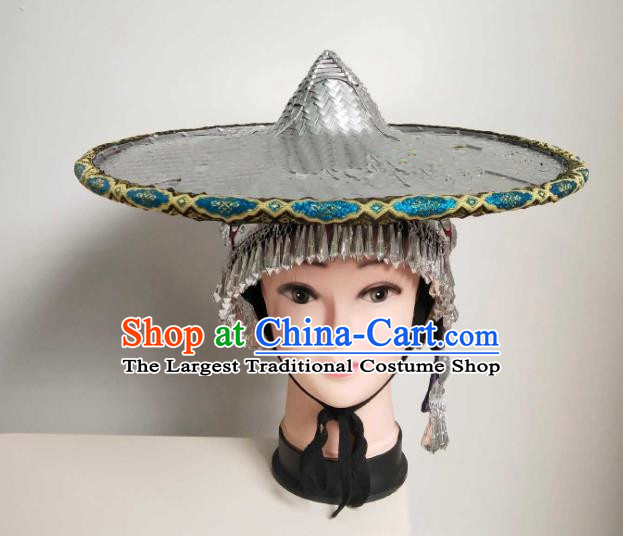 China Tai Nationality Woman Headdress Yunnan Ethnic Peacock Dance Hair Accessories Dai Minority Performance Hat