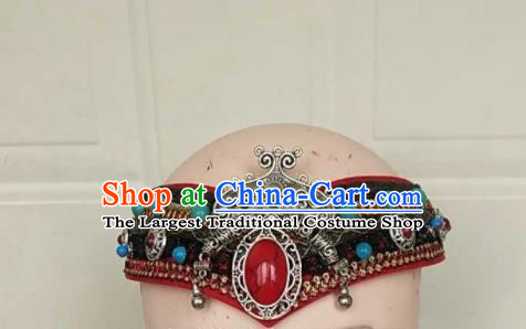 China Mongol Nationality Woman Headdress Ethnic Dance Silver Hair Accessories Mongolian Minority Performance Headband