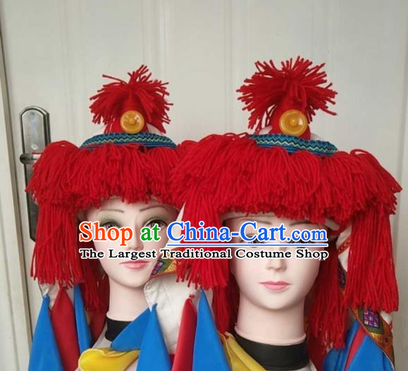 China Yi Nationality Woman Headdress Ethnic Performance Hair Accessories Minority Folk Dance Hat