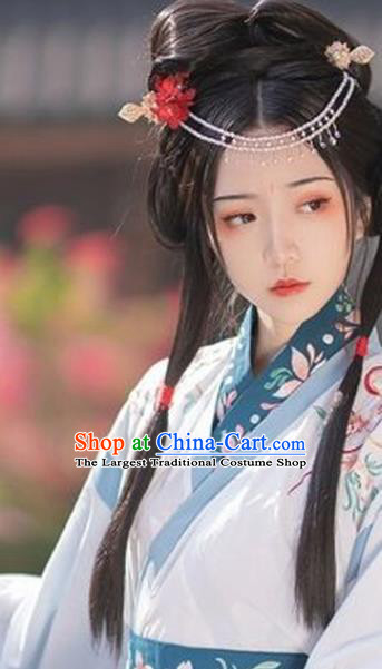 China Ancient Goddess Wigs Jin Dynasty Palace Princess Chignon Hairpieces Traditional Hair Accessories