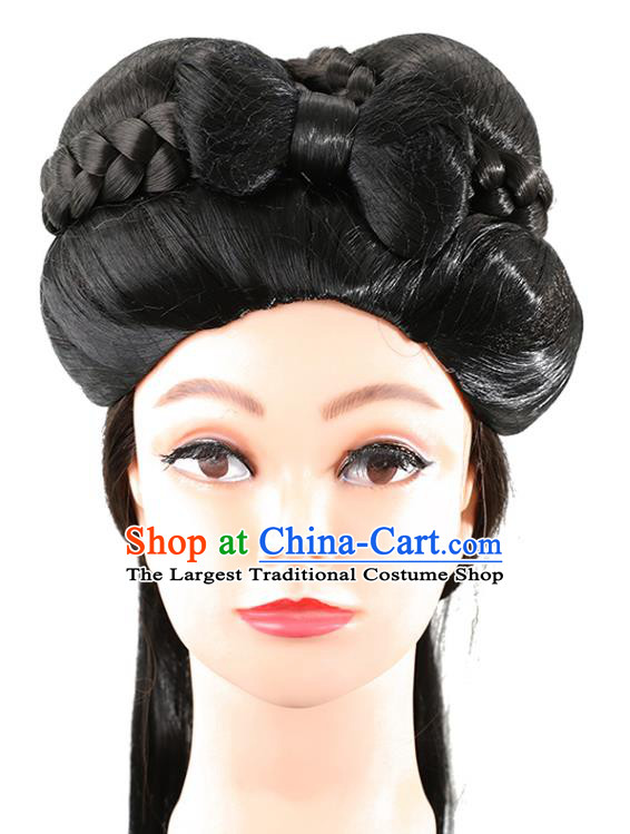 China Traditional Drama The Condor Heroes Xiao Long Nv Hair Accessories Ancient Swordswoman Wigs Song Dynasty Female Knight Chignon Hairpieces