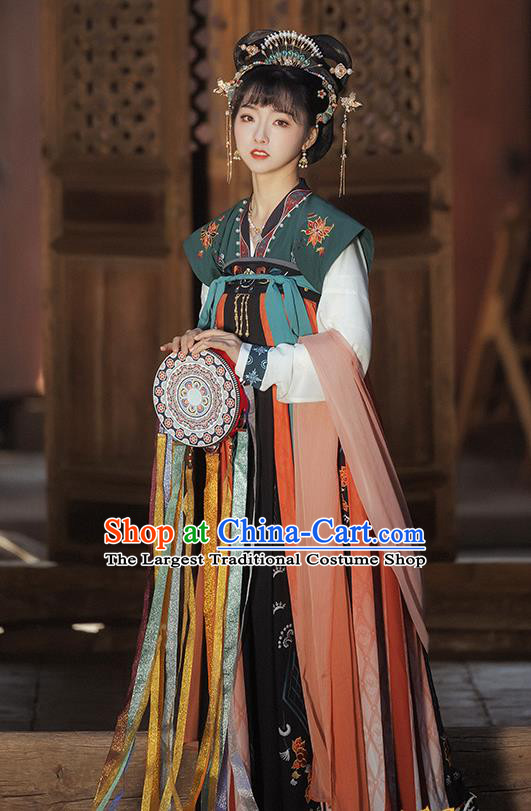 China Tang Dynasty Royal Princess Historical Clothing Ancient Palace Lady Dance Hanfu Dress Garments Complete Set