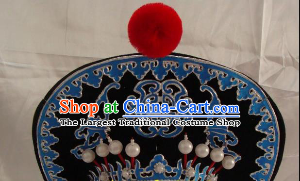 China Beijing Opera Warrior Black Hat Opera Performance Wusheng Hair Accessories Traditional Peking Opera Takefu Helmet Headwear