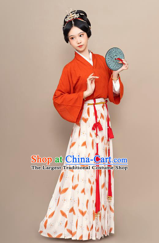 China Song Dynasty Palace Female Attendant Historical Clothing Ancient Court Beauty Dress Traditional Hanfu Garment Costumes Full Set