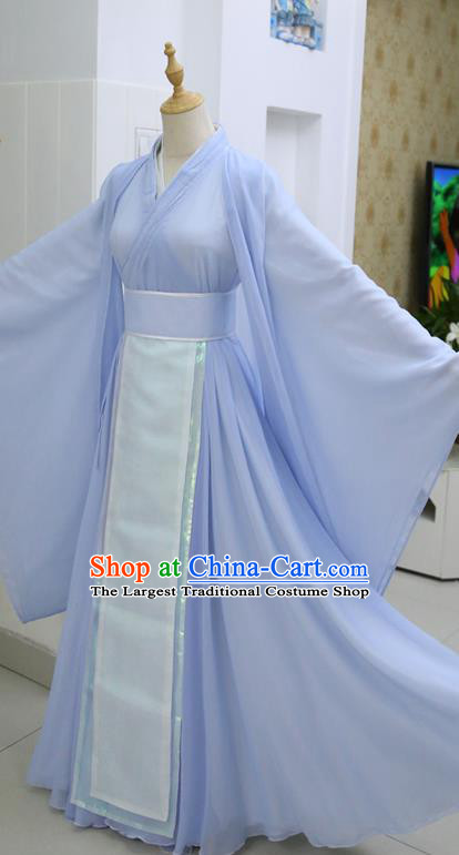 China Han Dynasty Princess Garments Traditional Cosplay Drama The honey sank like frost Clothing Ancient Fairy Jin Mi Blue Hanfu Dress