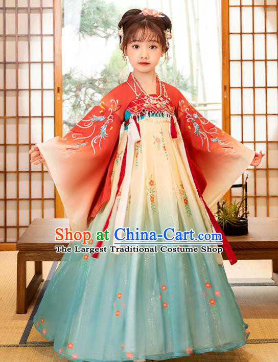 Chinese Ancient Tang Dynasty Princess Garments Children Classical Dance Clothing Traditional Hanfu Dress