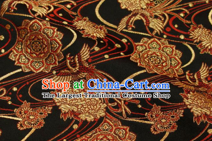 Japanese Traditional Red Phoenix Pattern Brocade Kimono Satin Cloth Nishijin Tapestry Fabric Classical Damask Drapery