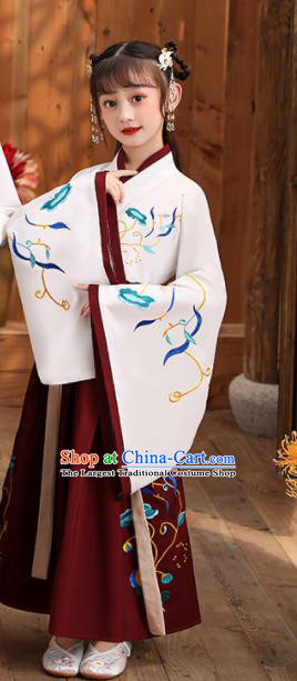 Chinese Classical Dance Performance Clothing Traditional Spring and Autumn Period Children Hanfu Dress Ancient Girl Student Garments