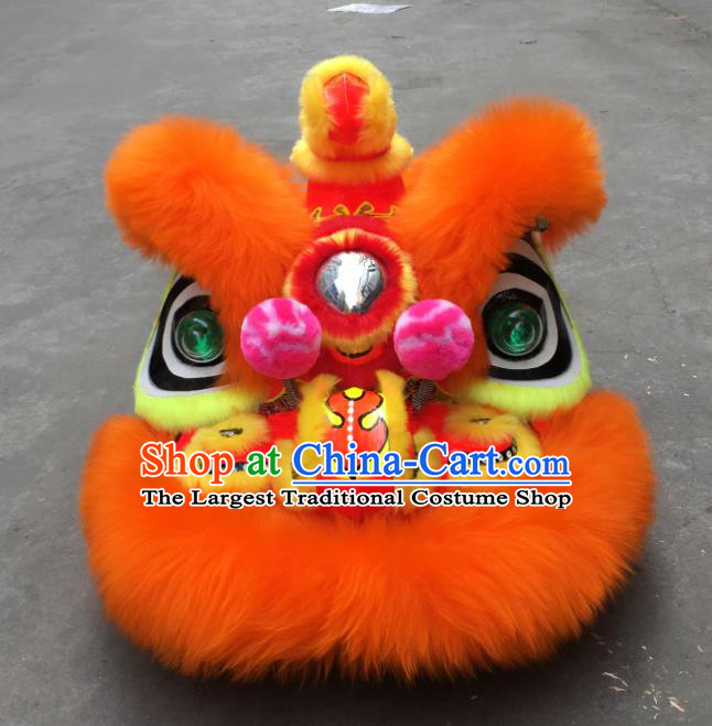 China Spring Festival Lion Dancing Performance Costumes Handmade Adults Orange Fur Lion Head South Lion Dance Uniforms