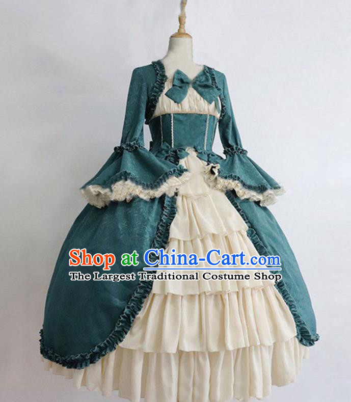 Western Palace Performance Formal Dress European Court Princess Green Dress Ancient Renaissance Noble Lady Garment Clothing