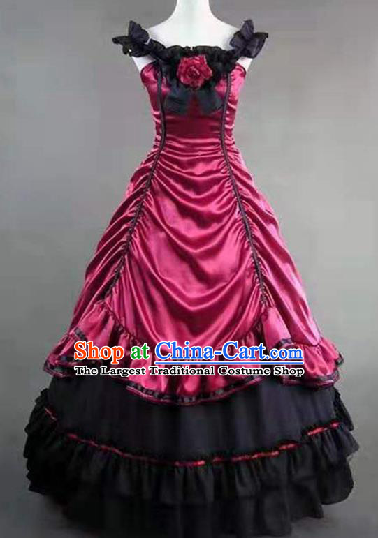 Top Western Court Garment Clothing Halloween Performance Formal Dress European Gothic Princess Rosy Dress