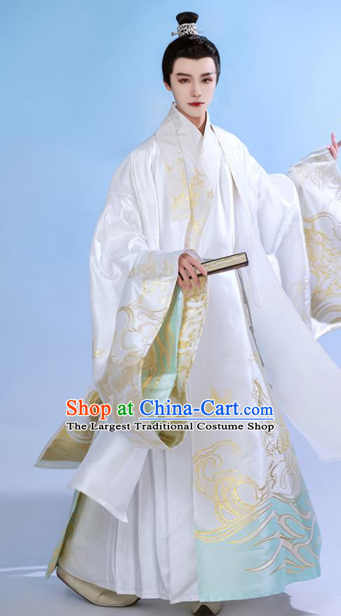 China Traditional Historical Garments Ancient Crown Prince Hanfu Robe Ming Dynasty Royal Emperor Clothing