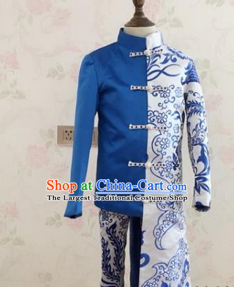 Chinese Tang Suit Uniforms Children Stage Show Mandarin Jacket Clothing Boys Cross Talk Performance Costumes