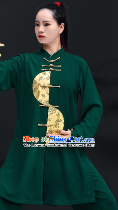 Professional Chinese Tai Chi Training Costumes Kung Fu Uniforms Tai Ji Sword Performance Clothing Martial Arts Green Outfits