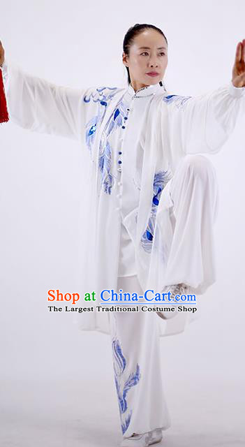 China Tai Chi Group Performance Uniforms Martial Arts Clothing Wushu Competition Outfits Kung Fu White Costumes