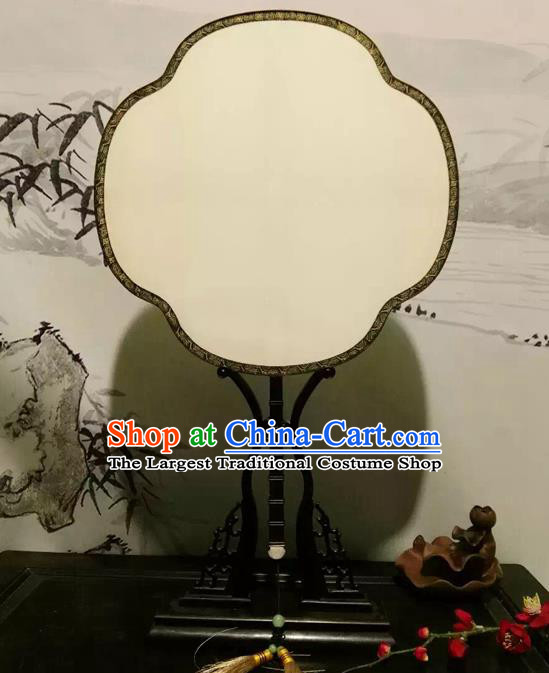 China Ancient Court Begonia Fan Traditional Suzhou Fan Vintage Dance Fan Handmade White Silk Palace Fan