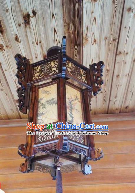 China Traditional Festival Hanging Lantern Classical Lanterns Handmade Hexagon Palace Lantern Painting Plum Orchids Bamboo Chrysanthemum Lamp