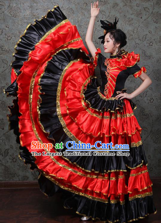 Professional Modern Dance Clothing Spanish Dance Garment Costume Opening Dance Red Dress