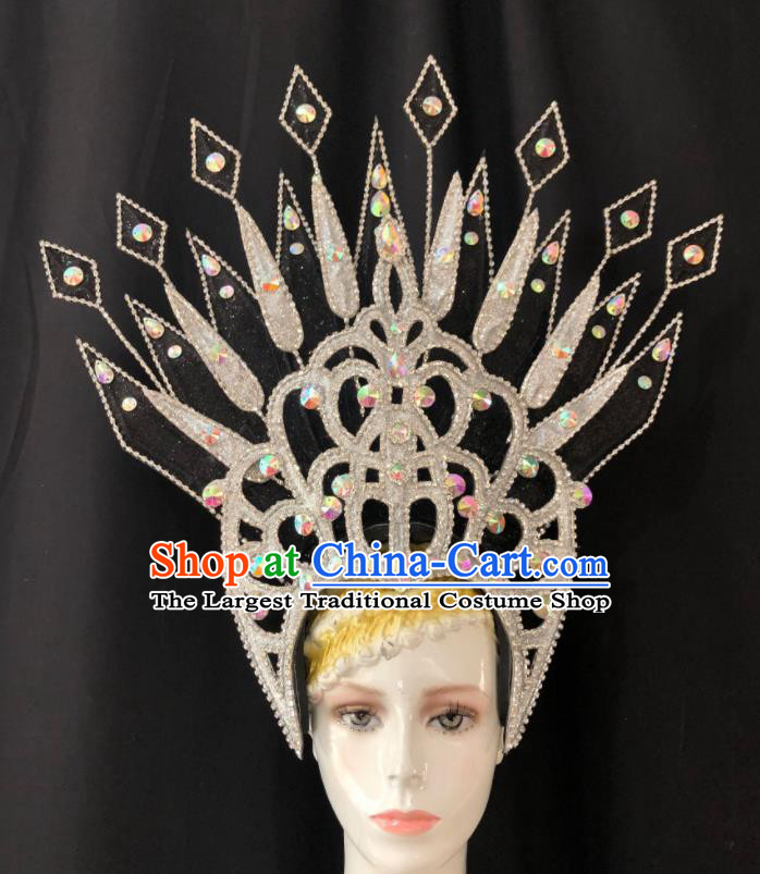 Handmade Samba Dance Royal Crown Easter Hair Accessories Halloween Cosplay Giant Hat Brazil Carnival Deluxe Headdress