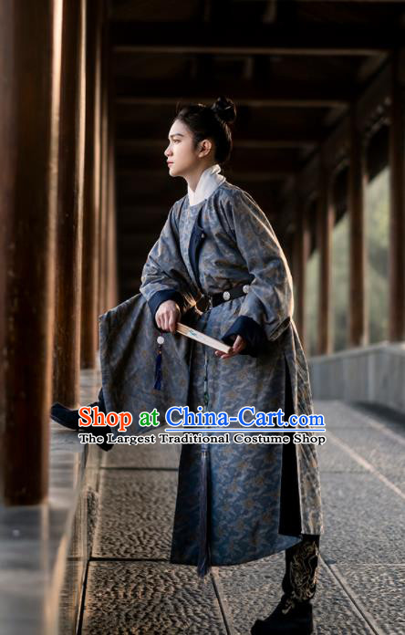 China Tang Dynasty Historical Clothing Traditional Garment Costume Ancient Swordsman Hanfu Round Collar Robe