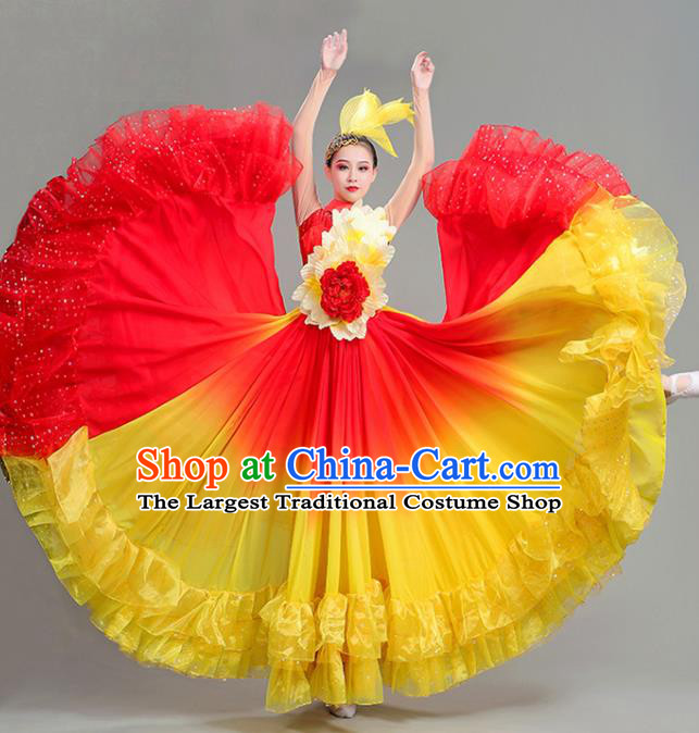 Professional Opening Dance Red Dress China Spring Festival Gala Performance Clothing Chorus Group Garment Costume