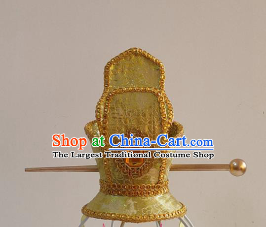 Handmade Chinese Tang Dynasty Noble Childe Hair Crown Ancient Prince Hairpin Headwear Drama Traditional Hanfu Golden Headpieces