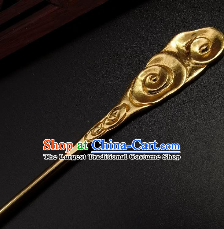 Chinese Classical Golden Hair Stick Handmade Cheongsam Headpiece Traditional Hanfu Hair Accessories Carving Cloud Hairpin