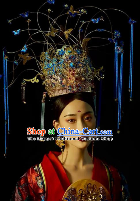 Custom China Catwalks Headdress Wedding Hair Accessories Stage Show Giant Hair Crown Opera Deluxe Cloisonne Phoenix Coronet