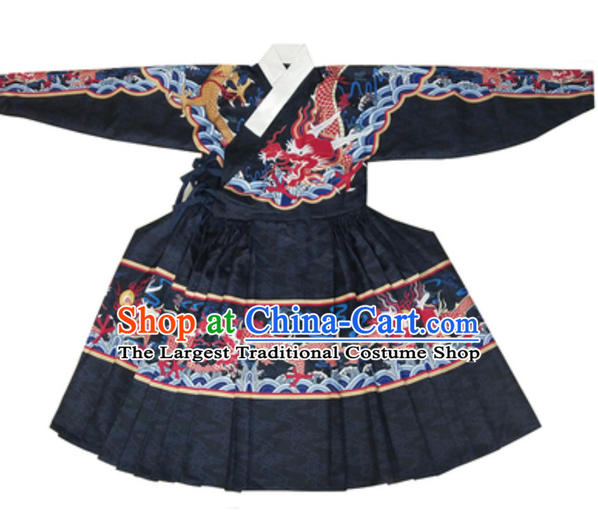 Deep Blue Color Ancient China Ming Dynasty Imperial Bodyguard Fei Yu Fu Garment Fly Fish Clothing for Men