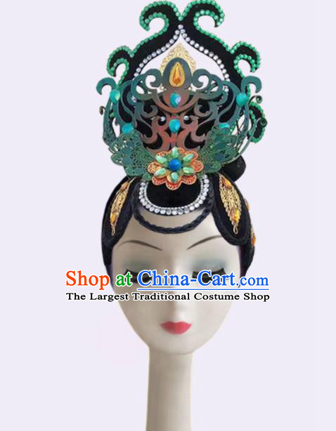 Handmade Chinese Dunhuang Flying Apsaras Dance Hair Accessories Fairy Dance Hairpieces Classical Dance Wigs Chignon