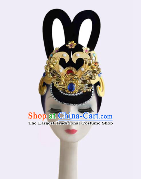 Handmade Chinese Classical Dance Wigs Chignon Dunhuang Flying Apsaras Dance Hair Accessories Fairy Dance Hairpieces