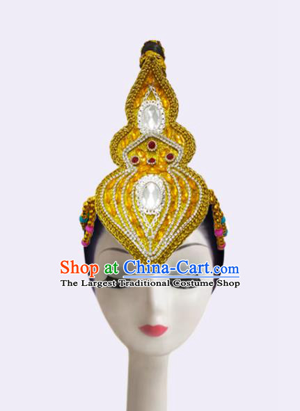 China Classical Dance Golden Hair Crown Flying Apsaras Dance Hair Accessories Dance Performance Headdress