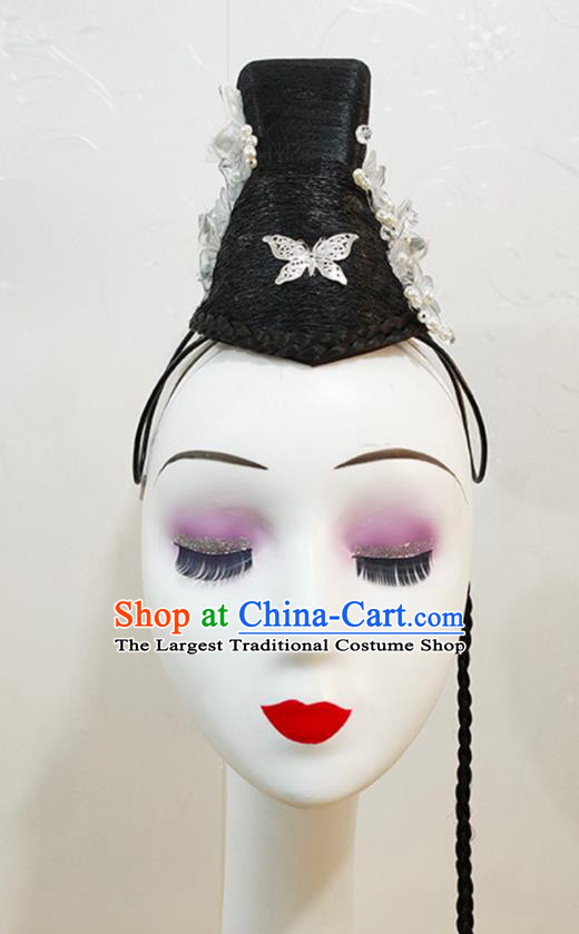 Chinese Woman Solo Dance Hair Accessories Luoshen Goddess Dance Hairpieces Classical Dance Wigs Chignon