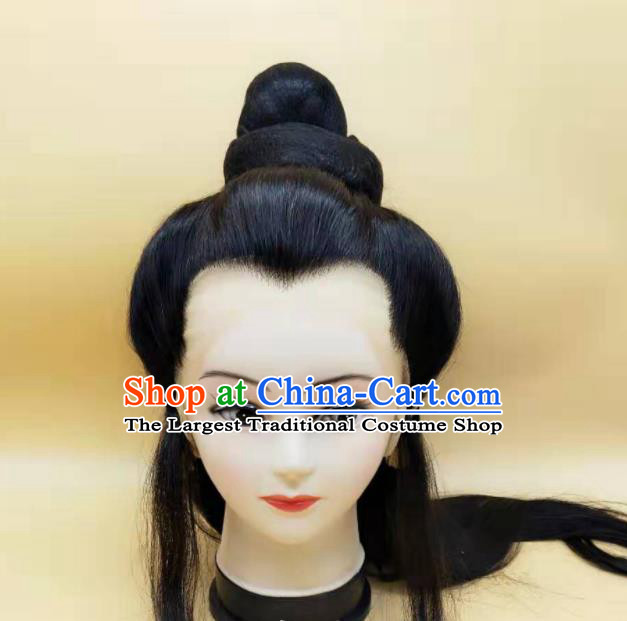 Chinese Ancient Childe Headdress Peking Opera Xiaosheng Hairpieces Beijing Opera Scholar Front Lace Wigs