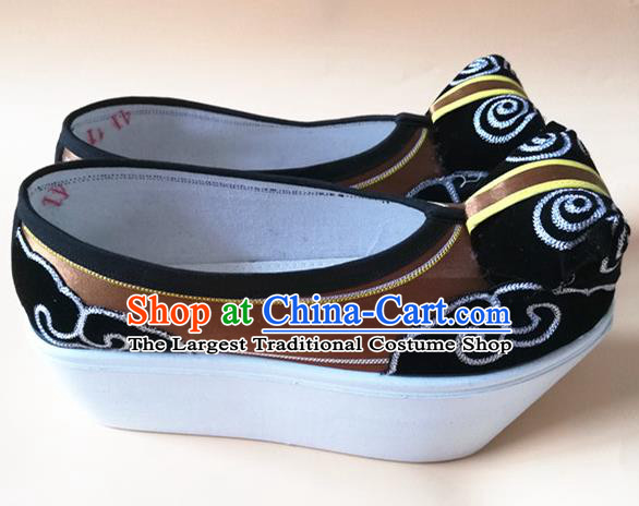 Chinese Handmade Scholar Brown Satin Shoes Peking Opera Shoes Male Shoes Beijing Opera Xiaosheng Shoes