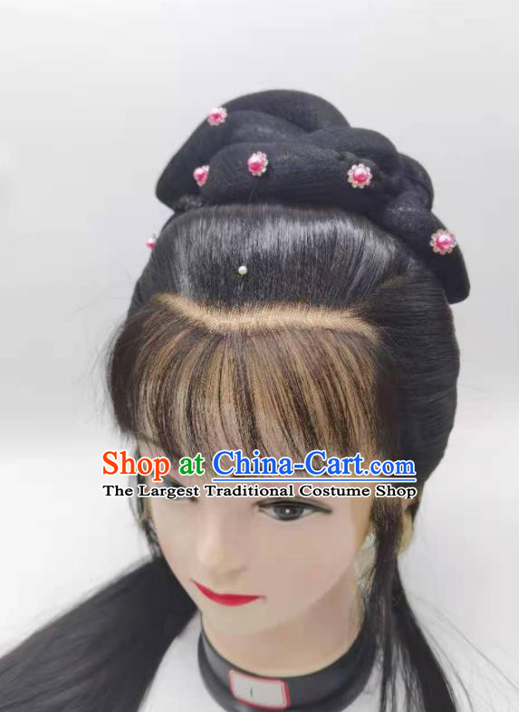 Chinese Peking Opera Hua Tan Hairpieces Ancient Fairy Princess Headdress Beijing Opera Actress Front Lace Wigs Headwear