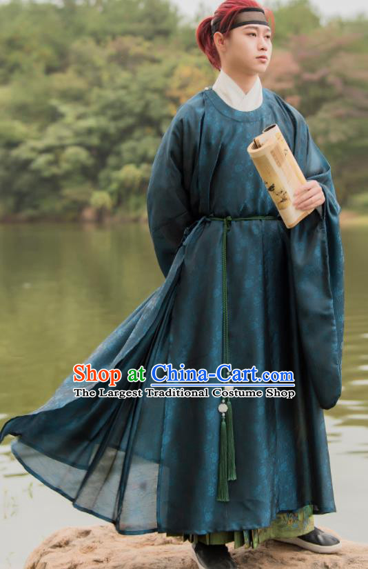 China Ancient Taoist Priest Garments Ming Dynasty Swordsman Historical Clothing Traditional Childe Hanfu Robe Costumes for Men