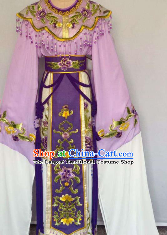 China Beijing Opera Hua Tan Costume Huangmei Opera Fairy Uniforms Ancient Noble Lady Clothing Peking Opera Diva Purple Dress