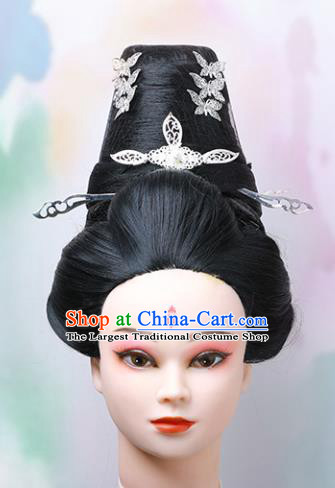 Chinese Traditional Hanfu Palace Woman Wigs Chignon Ancient Imperial Concubine Headdress Tang Dynasty Empress Hairpieces