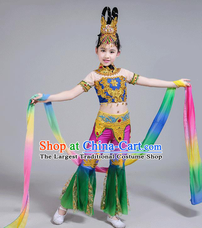 China Flying Dance Clothing Dunhuang Apsaras Dance Dress Children Classical Dance Costumes Girl Stage Performance Dancewear