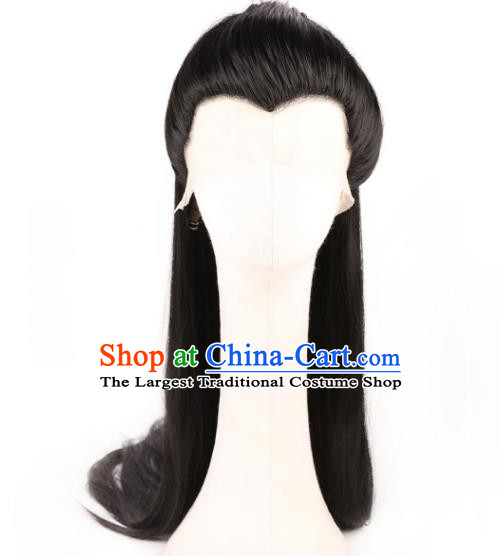 Chinese Traditional Cosplay Childe Headdress Ancient Knight Hairpieces Handmade Tang Dynasty Swordsman Front Lace Wigs