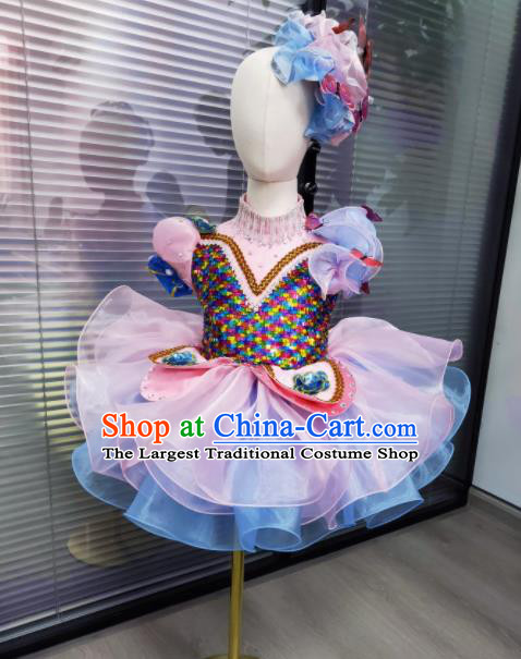 Professional Girl Catwalks Clothing Stage Performance Garment Children Modern Dance Fashion Compere Bubble Dress