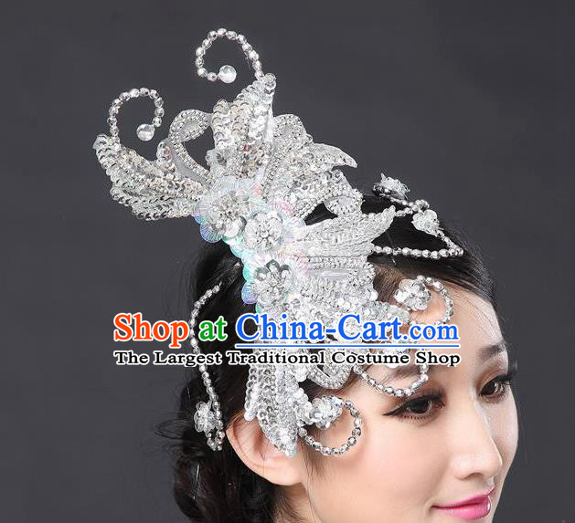 China Yangge Dance Hair Accessories Yangko Dance Argent Hair Stick Woman Folk Dance Headpiece