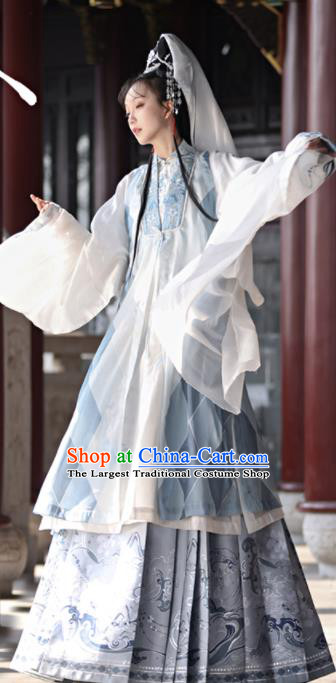 China Traditional Hanfu Dress Ancient Taoist Nun Garment Costumes Ming Dynasty Young Beauty Historical Clothing