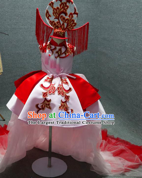 Top Girl Compere Formal Garment Catwalks Trailing Veil Dress Christmas Evening Wear Children Performance Clothing