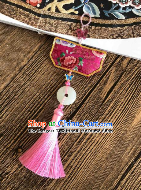 Handmade China Classical Hanfu Brooch Accessories Suzhou Embroidered Peony Tassel Pendant